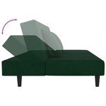 vidaXL Canapé-lit à 2 places avec deux oreillers Vert foncé Velours