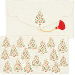 PAPERTREE HOLLY Lot de 5 Enveloppes cadeau 19x10cm - Blanc/Or