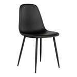 2 chaises de salle à manger en cuir synthétique noir avec pieds noirs