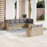 vidaXL Salon de jardin avec coussins 9Pièces mélange beige résine tressée