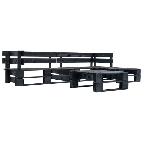 Salon de jardin meuble d'extérieur ensemble de mobilier palette 4 pièces noir bois 02_0018384