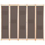 vidaXL Cloison de séparation 5 panneaux Marron 200 x 170 x 4 cm Tissu