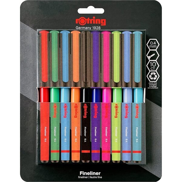 Fineliner  largeur de tracé: 0 4 mm  blister de 10 rotring