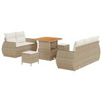 vidaXL Ensemble de Canapé de Jardin de 8 Pièces avec Coussins Beige en Rattan Poly Acacia