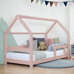 Lit cabane enfant TERY 140 x 200 rose pastel