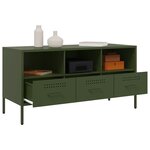 vidaXL Meuble TV vert olive 100 5x39x50 5 cm acier laminé à froid