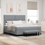 vidaXL Lit à ressorts gris clair avec matelas et banc 180x200 cm Tissu