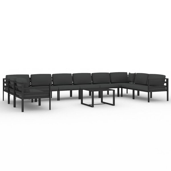 Salon de jardin meuble d'extérieur ensemble de mobilier 11 pièces avec coussins aluminium anthracite 02_0015283