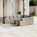 vidaXL Salon de jardin 11 Pièces avec coussins beige résine tressée