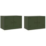 vidaXL Meubles TV 2 Pièces vert olive 67x39x44 cm acier