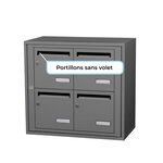 Bloc collectif Leabox  2x2  grade 3  simple face  intérieur  fixation murale  gris poussière ral 7037 finition brillante
