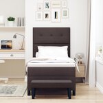 vidaXL Lit avec sommier et banc marron foncé 90x190 cm en tissu