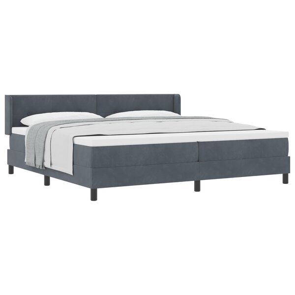 lit à ressorts vidaXL avec matelas gris foncé 200x200 cm en velours