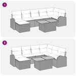 vidaXL Ensemble de jardin 8 pièces avec coussins gris en poly rotin