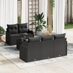 Ensemble de Canapé de Jardin 6 Pièces avec Coussins Noir