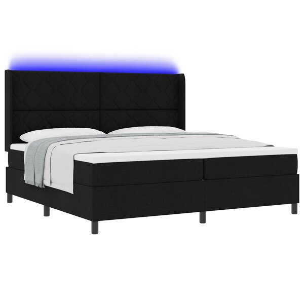 Lit à sommier tapissier vidaXL avec matelas et LED Noir 200x200 cm Tissu