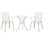 Ensemble de bistro jardin meuble extérieur terrasse 3 pièces aluminium coulé blanc 02_0013500