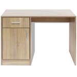 Bureau table meuble travail informatique avec tiroir et placard 100 cm chêne 0502110