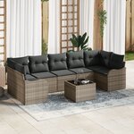 Ensemble de Sofa de Jardin 8 Pièces avec Coussins Gris Rattan Synthétique