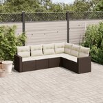 vidaXL Salon de jardin avec coussins 6 Pièces marron résine tressée