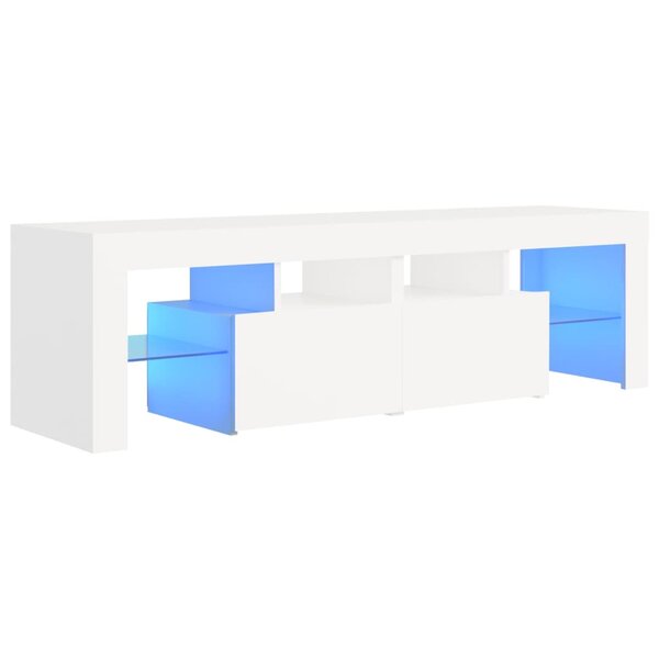 vidaXL Meuble TV avec lumières LED Blanc 140x36 5x40 cm