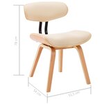 vidaXL Chaises à manger lot de 6 crème bois courbé et similicuir