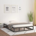 vidaXL Cadre de lit Gris 135x190 cm Double Bois massif