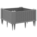 vidaXL Jardinière avec piquets gris clair 42 5x42 5x28 5 cm PP