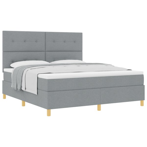vidaXL Lit à ressort avec matelas gris clair super king en tissu