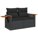 vidaXL Salon de jardin 3 Pièces avec coussins noir résine tressée
