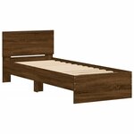 vidaXL Cadre de lit tête de lit et lumières LED chêne marron 90x200 cm