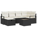 Ensemble de Canapés de Jardin de 7 Pièces avec Coussins en Poly Rattan Noir