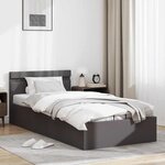 vidaXL Cadre de lit à rangement avec LED Gris Similicuir 100x200 cm