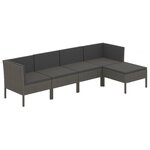 Salon de jardin meuble d'extérieur ensemble de mobilier 5 pièces avec coussins résine tressée gris 02_0016437
