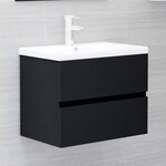vidaXL Armoire d'évier avec lavabo intégré noir bois d'ingénierie