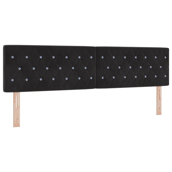 Headboard vidaXL avec boutons en cristal capitonnés en velours noir de 180 cm