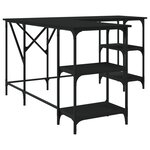 Bureau table poste de travail meuble d'ordinateur informatique étude 139 x 139 x 75 cm bois d'ingénierie noir 02_0023902
