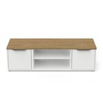 Banc TV ACCESS - 2 Portes + 1 Niche - chêne Hamilton et blanc - 134 8 x 39 6 x 39 1 cm