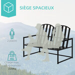Banc de jardin design contemporain 2 places dim. 108L x 63l x 80H cm métal époxy noir