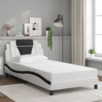 vidaXL Cadre de lit avec lumières LED blanc noir 100x200 cm similicuir