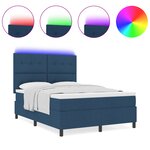 vidaXL Lit avec sommier et matelas & LED bleu 140x190 cm Tissu