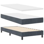 vidaXL Lit Box Spring avec Matelas & LED Gris Foncé 90x190 cm Velours