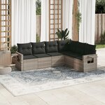 vidaXL Salon de jardin 6 Pièces avec coussins gris clair résine tressée