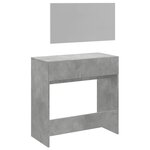 vidaXL Coiffeuse avec miroir gris béton 80x39x80 cm
