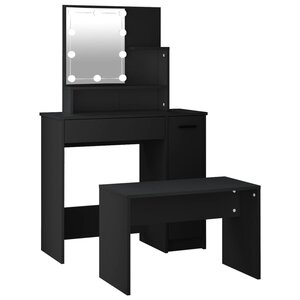 vidaXL Ensemble de coiffeuse avec LED Noir Bois d'ingénierie