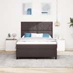 vidaXL Lit ressort avec matelas  marron foncé  140x190 cm  tissu