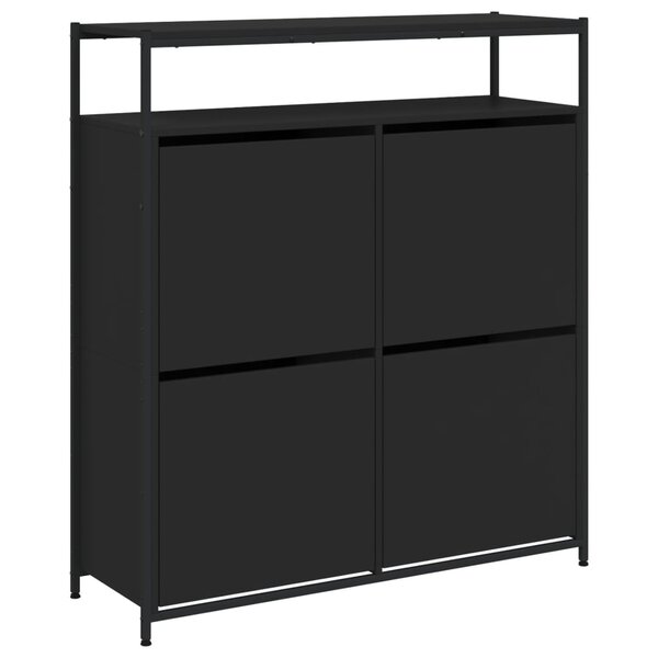 vidaXL Armoire à chaussures 4 tiroirs rabattables noir 100x34x112 cm