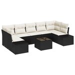 vidaXL Ensemble de canapé de jardin 8 pièces avec coussins en poly rattan noir