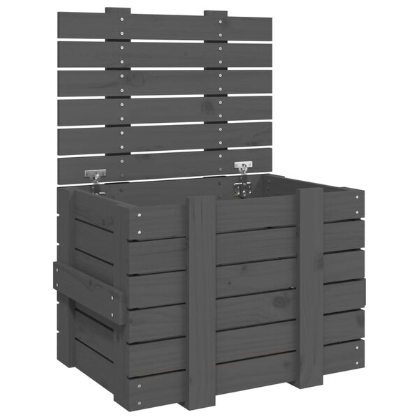 vidaXL Boîte de rangement Gris 58x40 5x42 cm Bois massif de pin