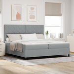 vidaXL Lit à ressorts avec matelas & lumière LED gris clair 200x200 cm en tissu